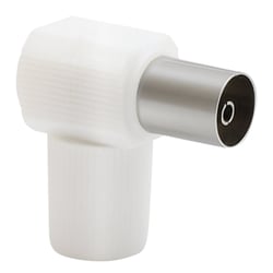 Force Power Fiche TV Coaxial 9.52mm Coudée Femelle Antiparasitage Blanc
