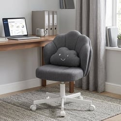 Chaise de bureau - COMHOMA - Lin gris - Chaise Pétale