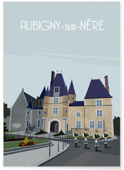 Affiche ville Aubigny-sur-Nère | A3 : 29,7x42cm
