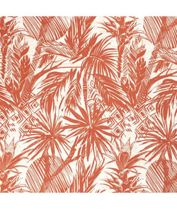 Tissu viscose crêpe plantes de 140 cm de largeur Orange vendu par 50 cm