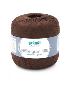 HAKELGARN 100 fil coton à crocheter - Grundl - certifié Oeko-Tex 138 Marron