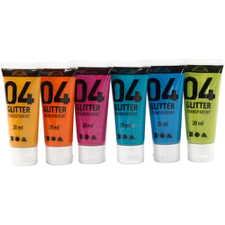 Peinture Acrylique Scintillante, ass. de couleurs, 6x20 ml/ 1 Pq.