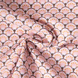 Tissu Coton imprimé Arty éventails Gaudi sur fond Rose bébé