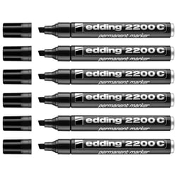 Lot de 6 marqueurs permanents - EDDING - Corps aluminium - Pointe biseau 1-5 mm - Noir