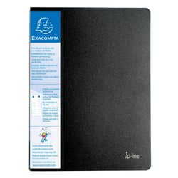 Protège-documents en polypropylène rigide avec porte étiquette 3 faces Up Line Opaque 60 vues - A4 - Noir - x 12 - Exacompta