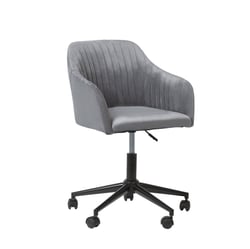 Chaise à Roulettes en Velours Gris sur Pied Chromé Réglable avec Accoudoirs Tendance et Design Vintage et Glamour pour Coin Bureau Beliani