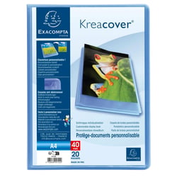 Protège-documents en polypropylène semi rigide Kreacover® Chromaline 40 vues - A4 - Bleu - x 20 - Exacompta