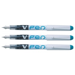 Lot de 3 Stylos plume jetable PILOT - V-Pen - Turquoise - Pointe moyenne - Non rechargeable