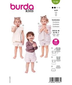 Patron Burda 9190 - Chemisier et pantalon taille n°1 mois-36 mois