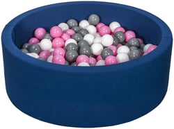 Piscine à balles Aire de jeu + 200 balles bleu marine blanc,rose clair,gris - Velinda