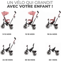 Tricycle Évolutif ASTON Rose pour Enfants de 9 Mois à 5 Ans - Kidkraft