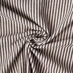 Tissu Coton d'ameublement Simone rayé Noir sur fond Naturel