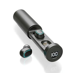 Ecouteurs Bluetooth 5.0 TWS Waterproof Avec Affichage Digital Et Boîte De Charge Noir YONIS