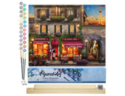 Peinture par Numéro Figured'Art - Au chapeau rouge - Kit de Loisir Créatif DIY Numéro d'Art Complet - 40x50cm toile roulée + châssis en bois à monter