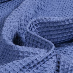 Tissu  Nid d'abeille Bleu denim