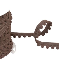 Bobine 25m élastique à pompons marron chocolat 13mm