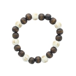 Bracelet Lucky Karma Bois clair et marron Perles rondes 10 mm - Omsaé