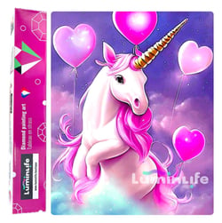 Diamond Painting Broderie Diamant LUMINLIFE 40x50cm, 100% strass, diamants ronds - Licorne rose