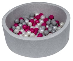 Piscine à balles Aire de jeu + 150 balles perle, rose, gris - Velinda