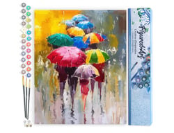 Peinture par Numéro Figured'Art - Farandoles de parapluies 2 - Kit de Loisir Créatif DIY Numéro d'Art Complet - 40x50cm sans châssis en bois