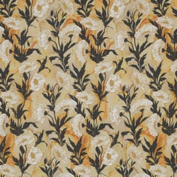 Tissu Viscose Digital Fleuris et pointillés lurex sur fond Beige