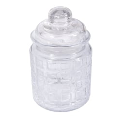 Récip.verre+couvercl.verre Carreaux,ø8cm, 12,5cm, 280ml, ouverture ø5,5cm