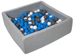 Piscine à balles pour enfant, 90x90 cm, Aire de jeu + 200 balles blanc,bleu,gris - Velinda
