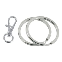 MégaCréa DIY - Anneaux double argent 2 pièces et Porte-clés mousqueton argent 1 pièce