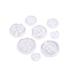 Lot de 6 boutons ronds 4 trous blanc
