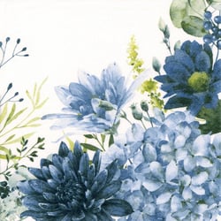 Lot de 4 serviettes en papier découpage collage 33 cm FLEUR BLEUE FL 1004