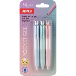 Stylos - Encre gel bleue - Mine 0,5mm - Couleurs pastel - Rétractable - Apli