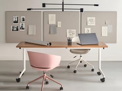 Bureau Marron et Blanc Structure en Métal Pliant Rectangulaire 180 x 60 cm avec Roulettes Style Moderne