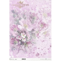 1 feuille de papier de riz 29,7 x 42 cm Itd Collection FLEUR ROSE 1040L