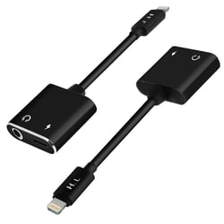 Avizar Adaptateur Audio et Charge pour iPhone vers Lightning et Jack 3.5mm Femelle Noir