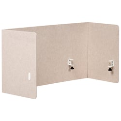Séparateur de Bureau Complet Beige en PET Acoustique Recouvert de Tissu 120 x 60 cm avec Pinces de Fixation