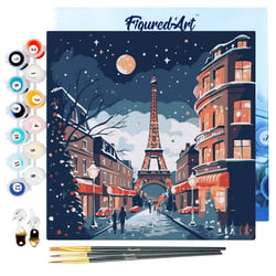 Mini Peinture par Numéro Figured'Art 20x20cm avec cadre Noël à Paris - Petit Format