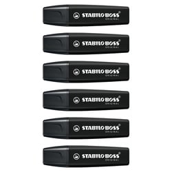 Marqueur permanent pointe biseautée - STABILO - Noir - BOSS ORIGINAL - Lot de 6