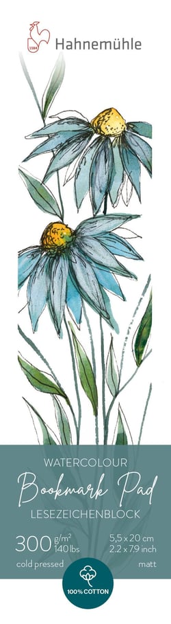 Marque Page à personnaliser - 300g/m² - grain fin - Blanc brillant -  Gamme Watercolour Expression - Carnet de 15