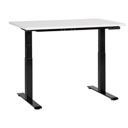 Bureau Électrique Réglable Plateau Blanc et Structure Acier Noir 120 x 72 cm Hauteur Ajustable Assis Debout Pieds Carrés Design Moderne