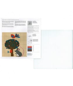 Canevas enfant avec cadre - Souris et oiseau - Rico Design Marron
