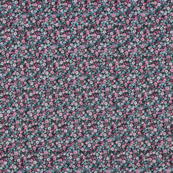 Tissu Matelassé fleuris bleu digital envers uni Noir