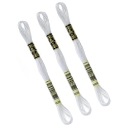 Lot de 3 échevettes 8m DMC Fil à broder mouliné 117 100% coton blanc lumineux 5200