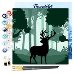 Mini Peinture par Numéro Figured'Art 20x20cm avec cadre Cerf en alerte - Petit Format
