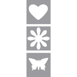 Perforat.fantaisie: Coeur,fleur,papillon, 2,54cm, 3 pces