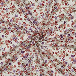 Tissu Popeline de Coton digital Shania floraison printanière sur fond Blanc cassé