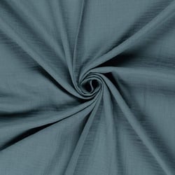 Tissu Double gaze uni Opus sur fond Bleu pétrole - Au mètre