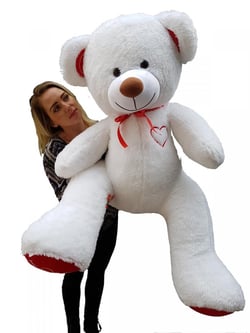 Nounours en peluche énorme Teddy Bear 75+85 blanc - rouge - b - Velinda