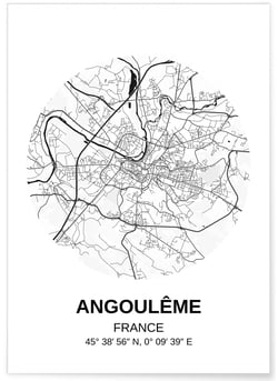 Affiche Carte Angoulême | A3 : 29,7x42cm