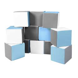 Lot cubes XXL mousse 12 pcs blanc, bleu clair, gris