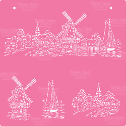 Pochoir plastique souple réutilisable 30 x 30 cm Fabrika Decoru MOULIN 040